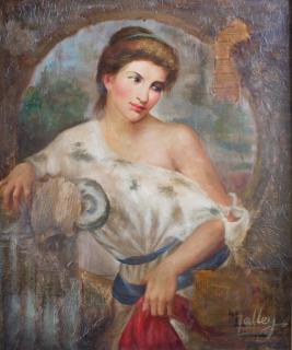 Appraisal: Oil on Canvas of Grecian Woman Framed Oil on canvas