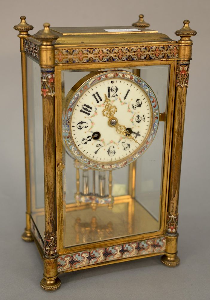 Appraisal: French Marti carriage clock having brass enameled case with porcelain