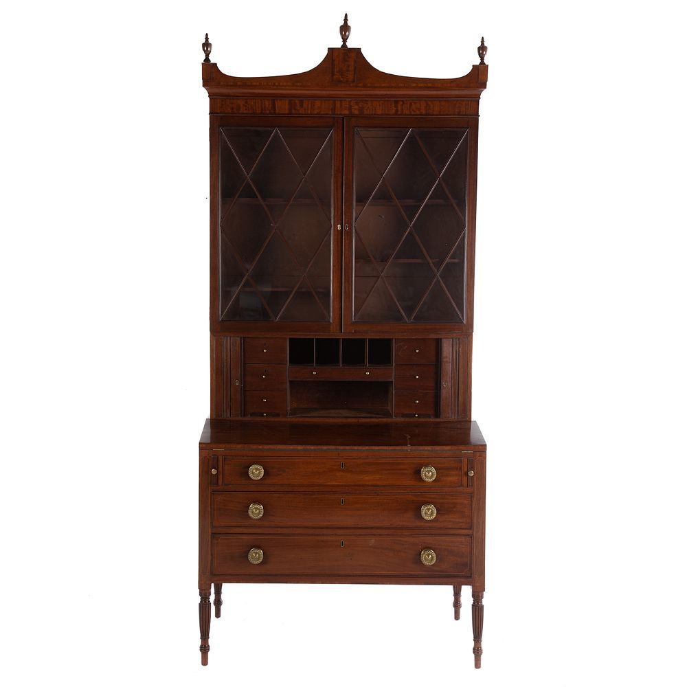 Appraisal: Federal Mahogany Tambour Secretary New England circa upper case with