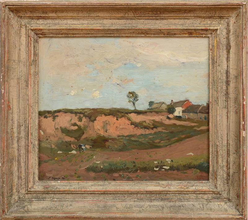 Appraisal: HENRY WARD RANGER - FARM LANDSCAPE Oil on board signed