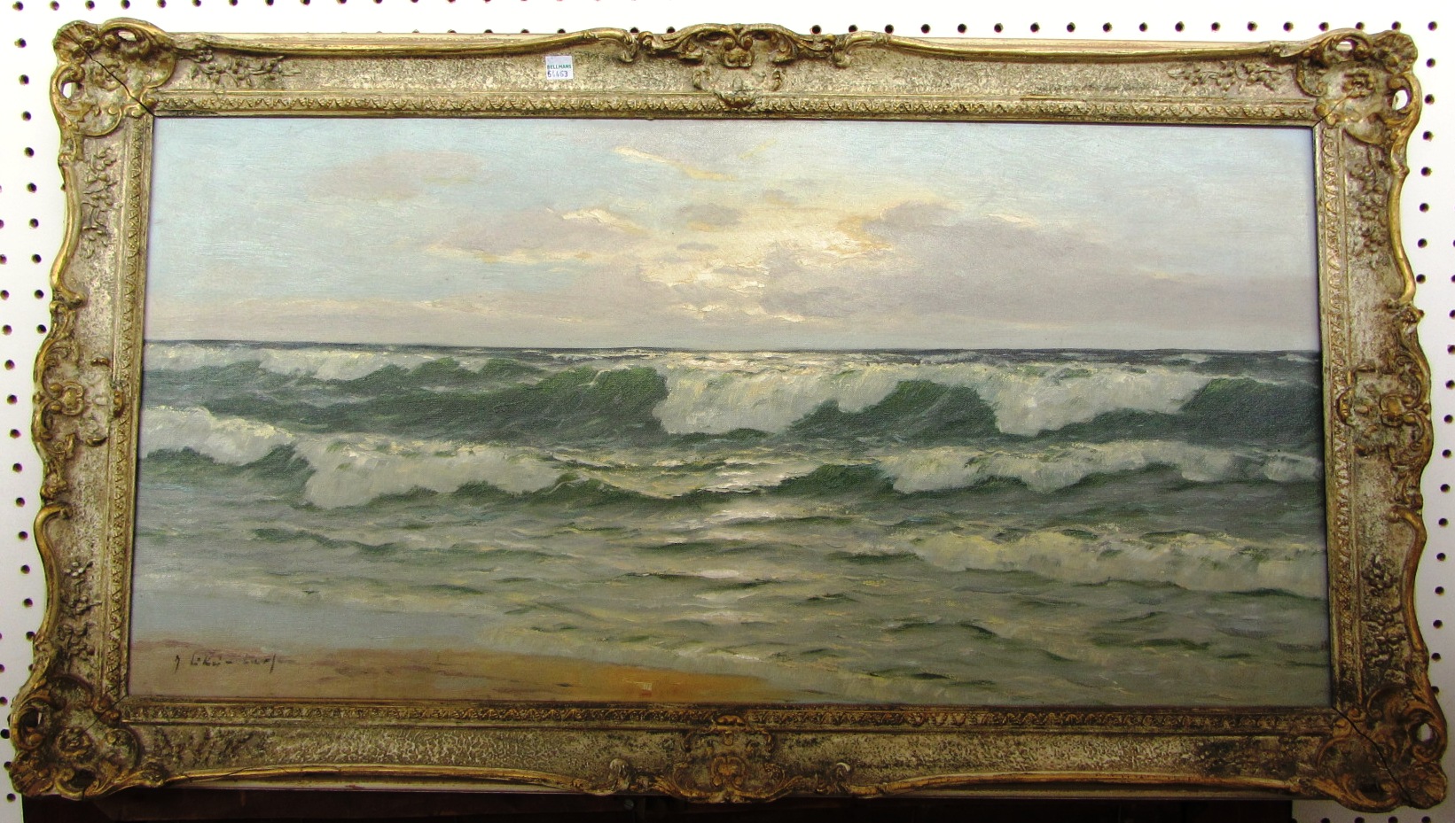 Appraisal: J L L th century Breakers on the shore oil