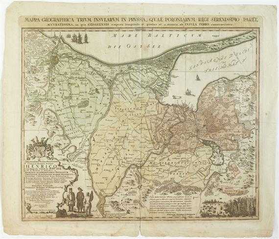 Appraisal: EASTERN PRUSSIA -Mappa geographica trium Insularum in Prussia Original coloured