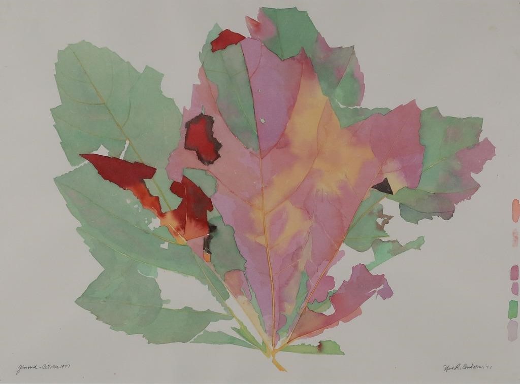 Appraisal: Neil R Anderson American b Ground October Watercolor Autumn Leaf