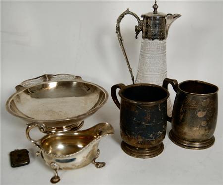 Appraisal: A collection of silver to include two tankards a large