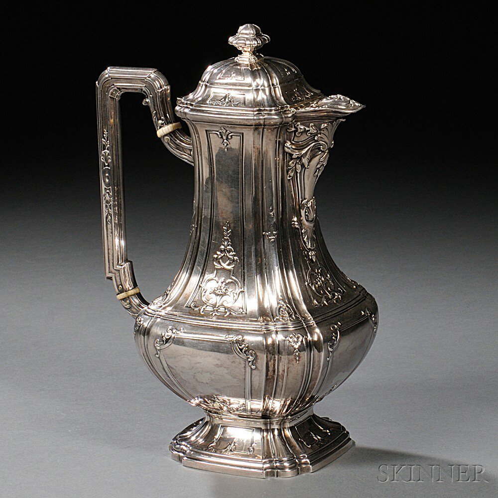 Appraisal: French Silver Coffeepot Paris late th th century bearing single