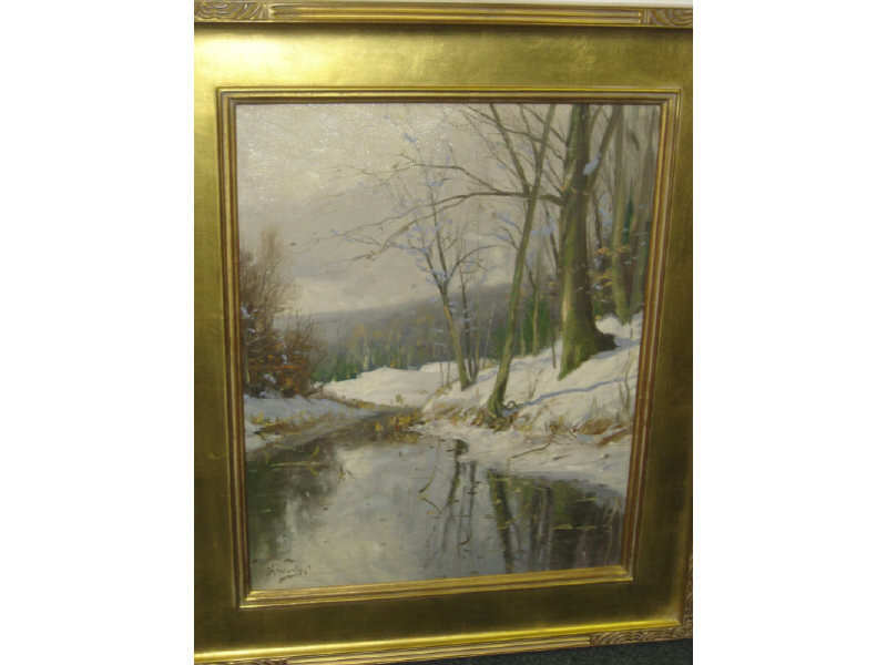 Appraisal: HARALD WENTZEL DANISH B Creek in Winter oil on canvas