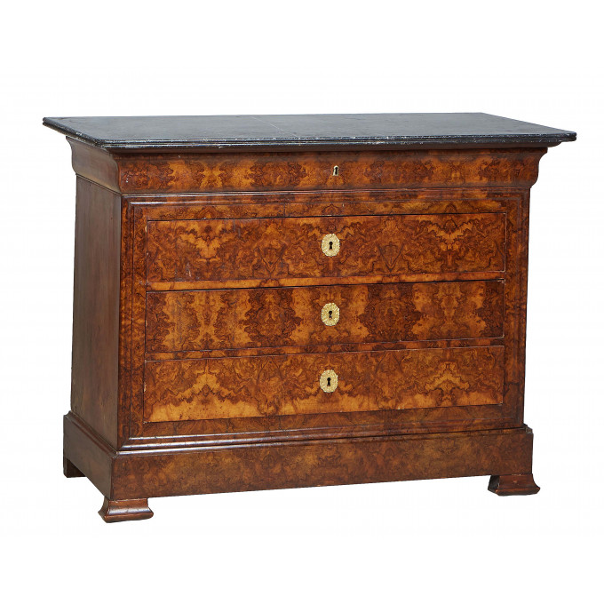 Appraisal: French Louis Philippe Carved Walnut Marble Top Commode th c