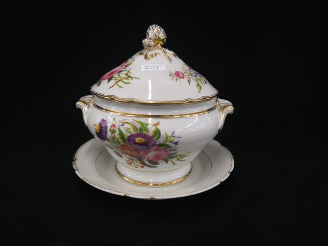 Appraisal: Fine Handpainted Porcelain Soup Tureen floral and gold original label