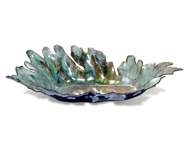 Appraisal: A Paolo de Poli enameled copper leaf form dish circa