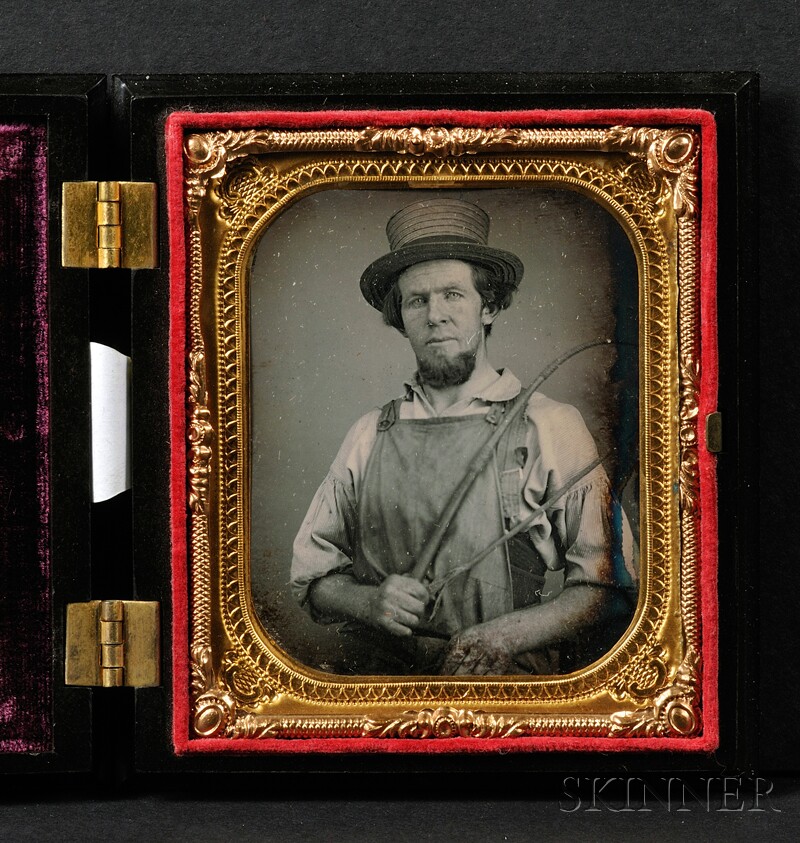 Appraisal: Sixth Plate Daguerreotype Portrait of a Driver Holding a Buggy