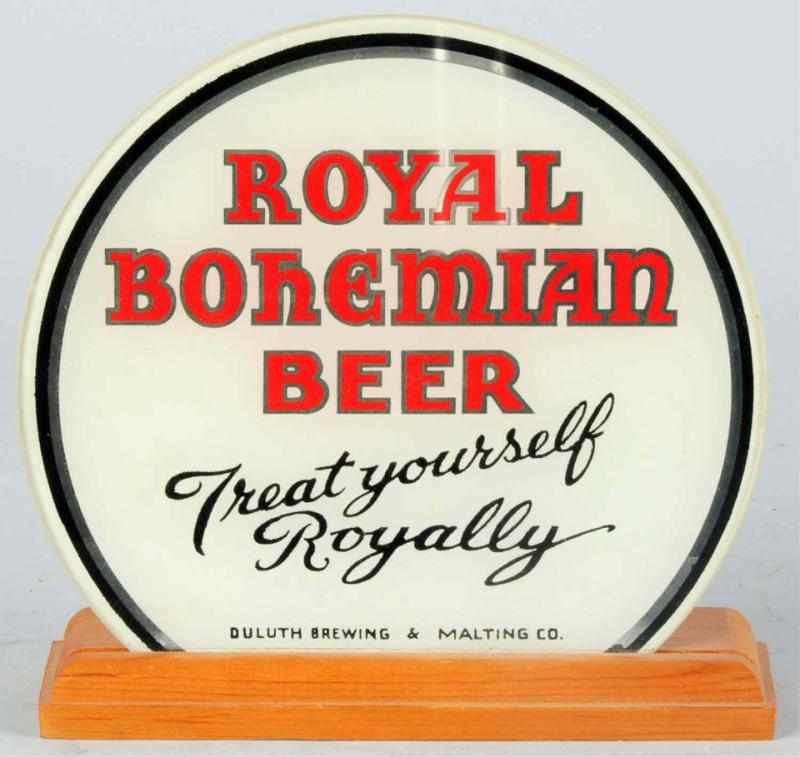 Appraisal: Royal Bohemian Beer Reverse Glass Painted Sign On wooden base