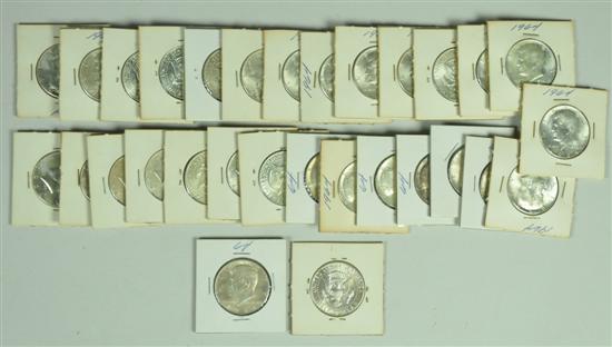 Appraisal: Kennedy Half Dollars All dated silver Various grades but many