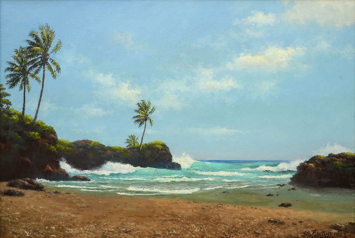 Appraisal: BACKUS A E American - Secluded Jamaican Beach Scene Oil