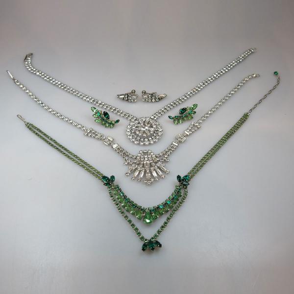 Appraisal: Three Jayflex Sterling Silver Necklaces set with various green and