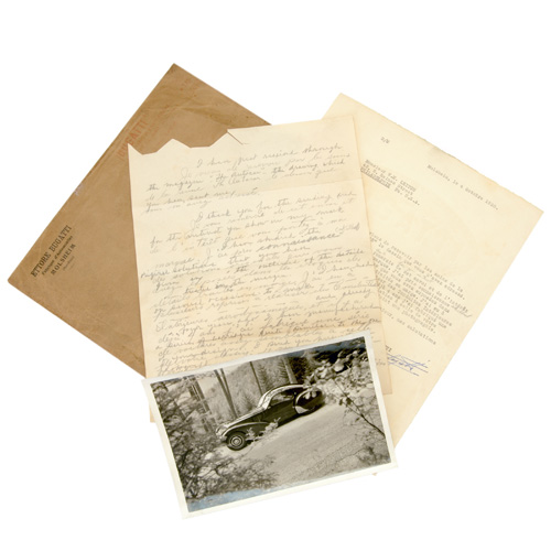 Appraisal: BUGATTI EPHEMERA Three-piece grouping of a letter written in October