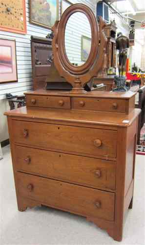 Appraisal: VICTORIAN WALNUT CHEST WITH MIRROR American mid- th century a