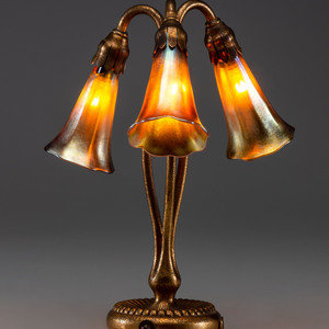 Appraisal: Tiffany Studios American Early th Century Three-Light Lily Lamp one