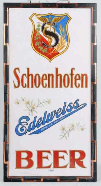 Appraisal: Schoenhofen Edelweiss Beer Vitrolite Corner Sign Nice detail to the