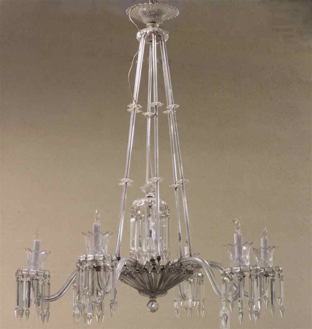 Appraisal: LARGE CLASSICAL CRYSTAL SIX-LIGHT CHANDELIER FROM THE LORD FAIRFAX HOUSE