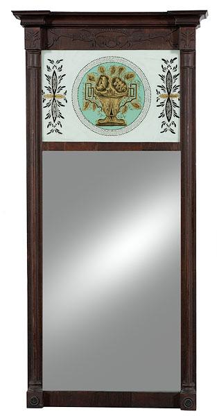 Appraisal: FEDERAL MIRROR WITH GLOMIS PANEL American ca - in mahogany