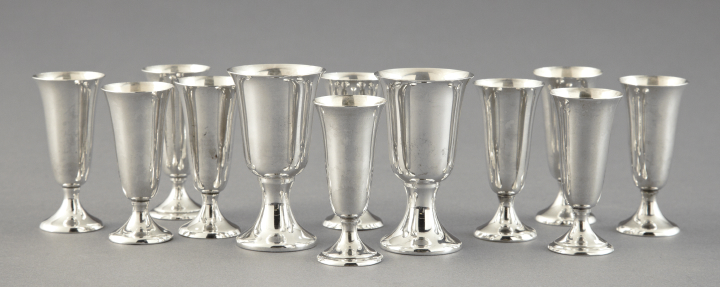 Appraisal: Twelve Pieces of Sterling Silver Stemware second quarter th century