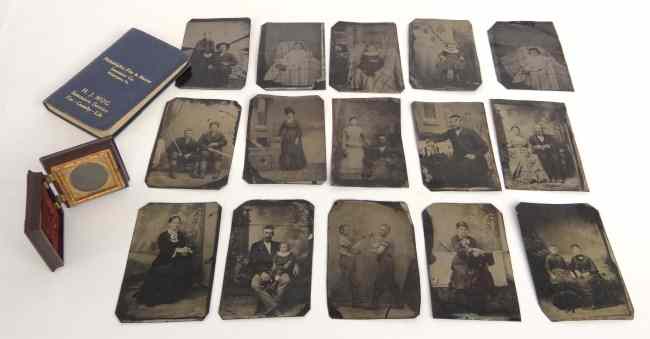 Appraisal: Photo book ''Sparling'' family tintypes together with gutta percha Union