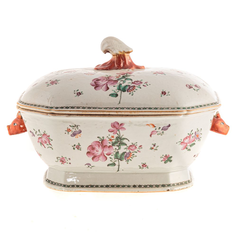 Appraisal: Chinese Export Famille Rose Soup Tureen Circa - octagonal form