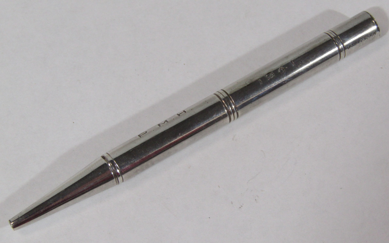 Appraisal: A propelling pencil engraved P H H stamped Sterling