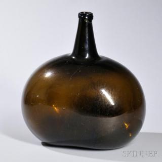 Appraisal: Large Blown Olive Green Bottle America late th century bulbous