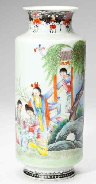 Appraisal: Chinese Republic Period Porcelain Vasecylindrical form with flaring mouth decorated