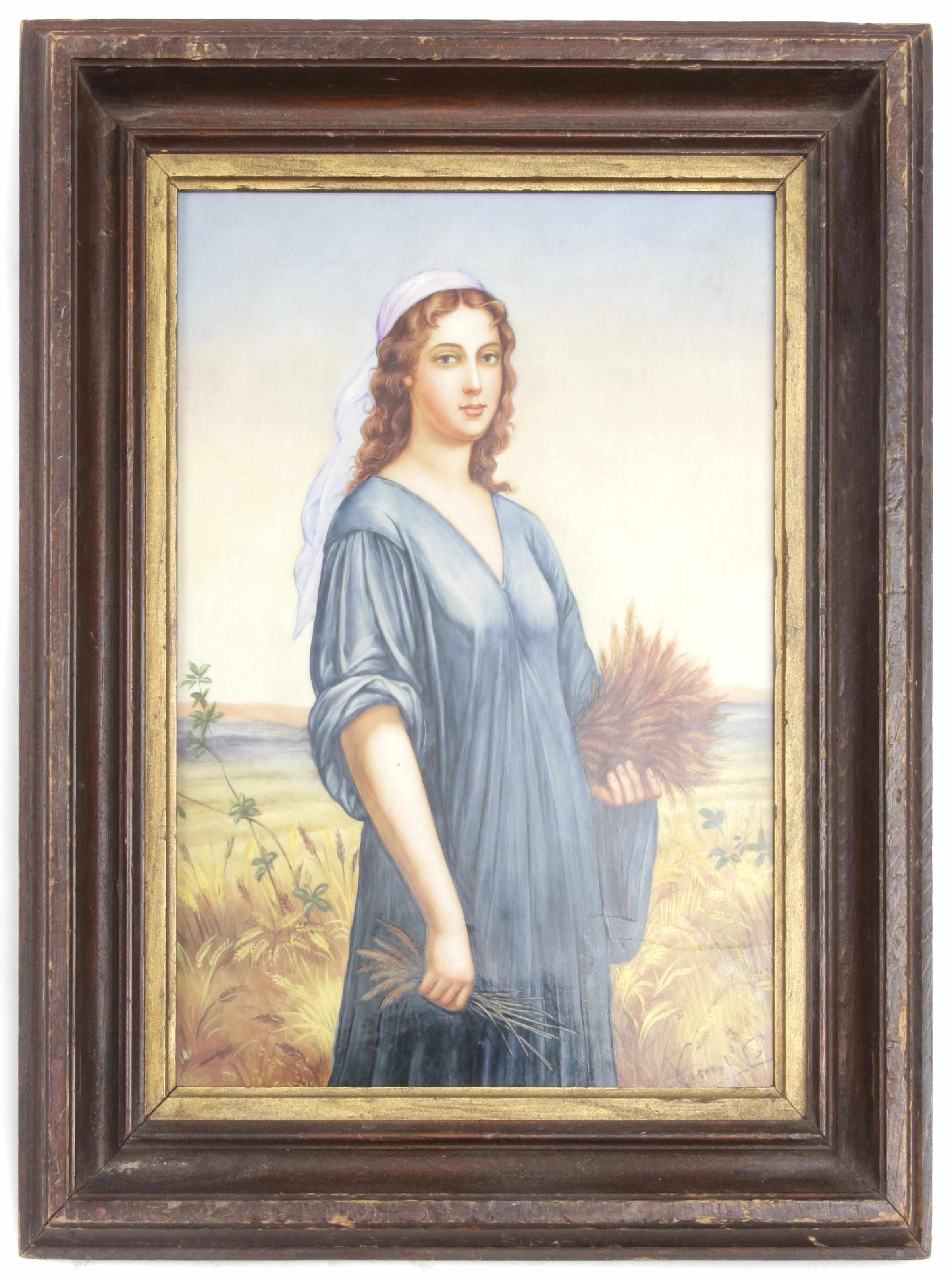 Appraisal: A Berlin style porcelain plaque of Ruth after Charles Landelle