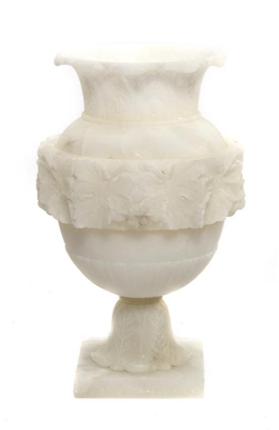 Appraisal: n Alabaster Illuminated Urn having a foliate flared rim followed