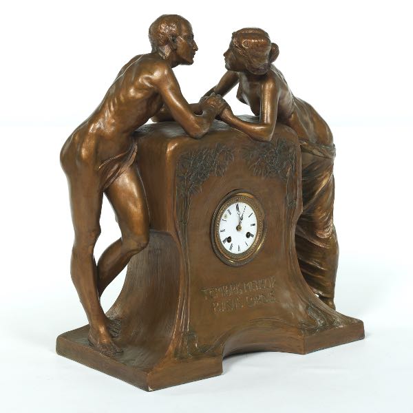 Appraisal: GOLDSCHEIDER ART NOUVEAU TERRACOTTA CLOCK x x A clock with