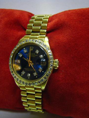 Appraisal: K yellow gold lady's President Datejust Rolex watch with blue