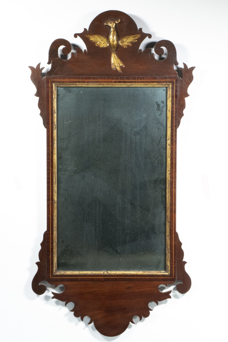 Appraisal: TH C CHIPPENDALE LOOKING GLASS American Mahogany with gilt liner