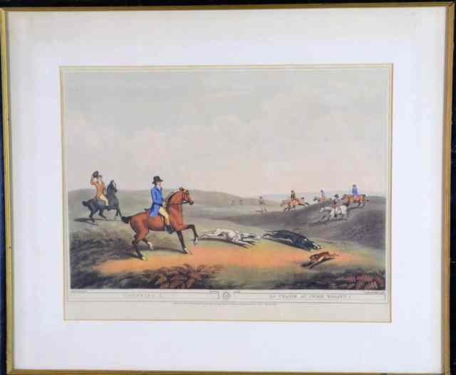 Appraisal: COLOR OFFSET LITHOGRAPH - HUNTING SCENEVery nice color reproduction of