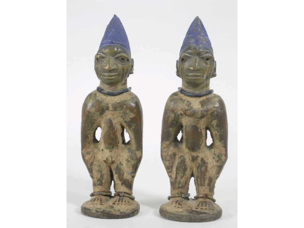 Appraisal: Pair of Nigerian Yoruba Ibeji Figures man and woman with