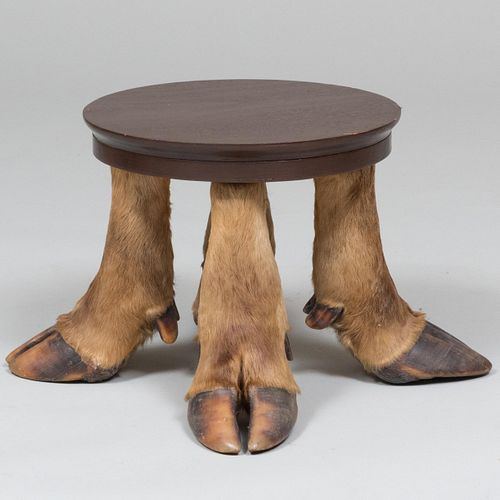 Appraisal: PAINTED WOOD AND DEER HOOF STOOL x in overall top