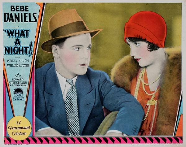 Appraisal: What a Night Paramount three lobby cards all hand-tinted condition