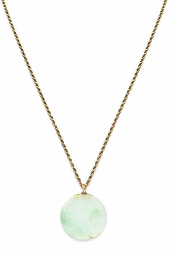 Appraisal: A Karat Yellow Gold and Jade Pendant Necklace consisting of