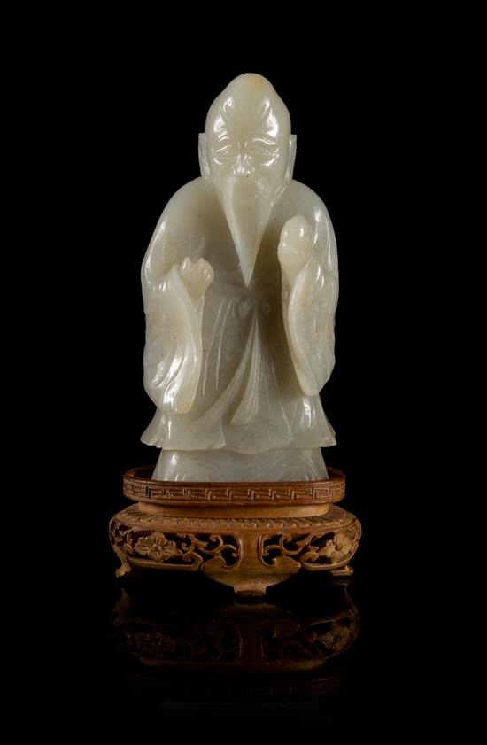 Appraisal: Sale Lot A Near-White Jade Figure of Standing Shoulao late