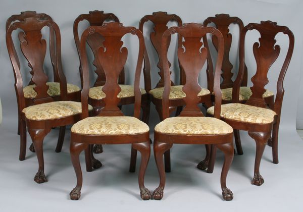 Appraisal: Set of eight Georgian-style mahogany upholstered dining chairs h x