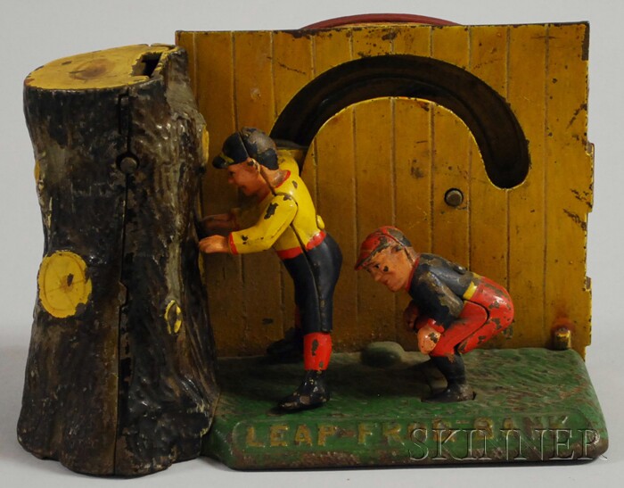 Appraisal: Shepard Hardware Co Painted Cast Iron Mechanical Leap Frog Bank