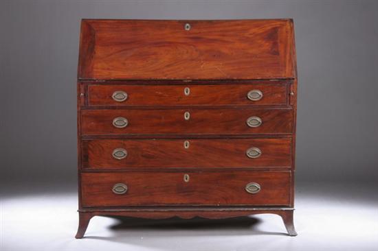 Appraisal: AMERICAN FEDERAL MAHOGANY SLANT-FRONT DESK Late th early th century