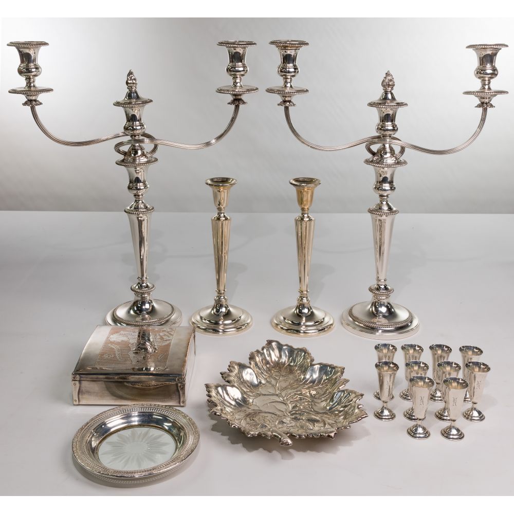 Appraisal: STERLING SILVER AND SILVERPLATE OBJECT ASSORTMENT items including demitasse cups