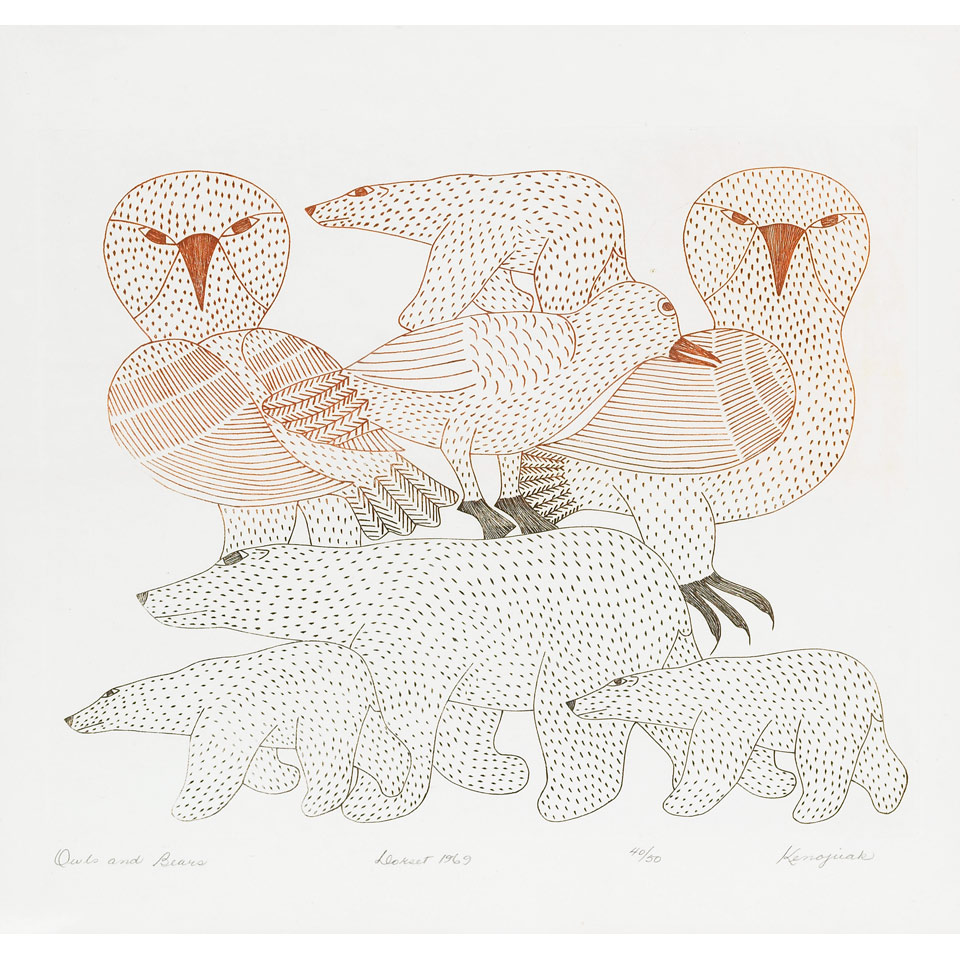 Appraisal: KENOJUAK ASHEVAK - E - Cape Dorset OWLS AND BEARS