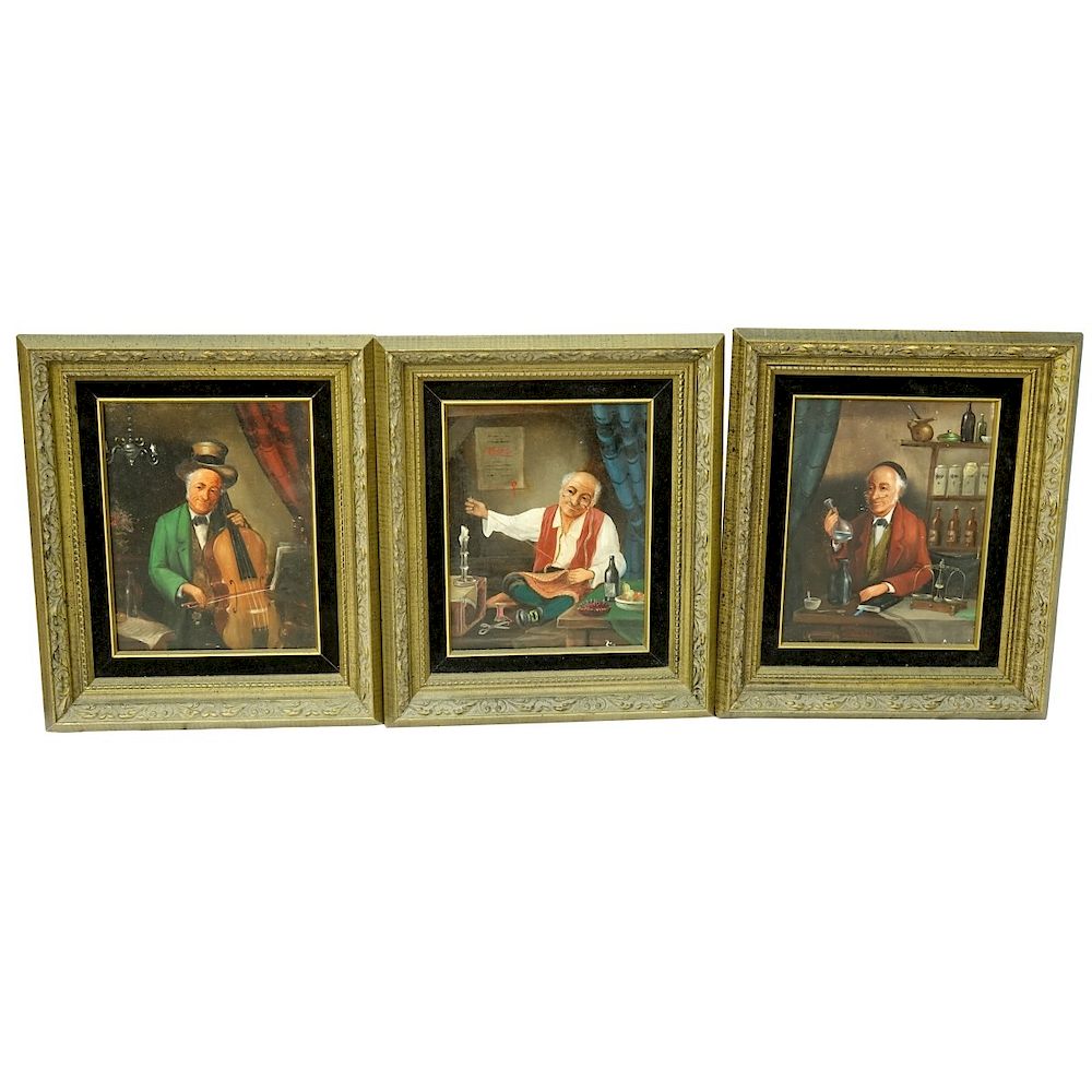 Appraisal: F H Rabner Paintings Lot of Three Viennese Oil on