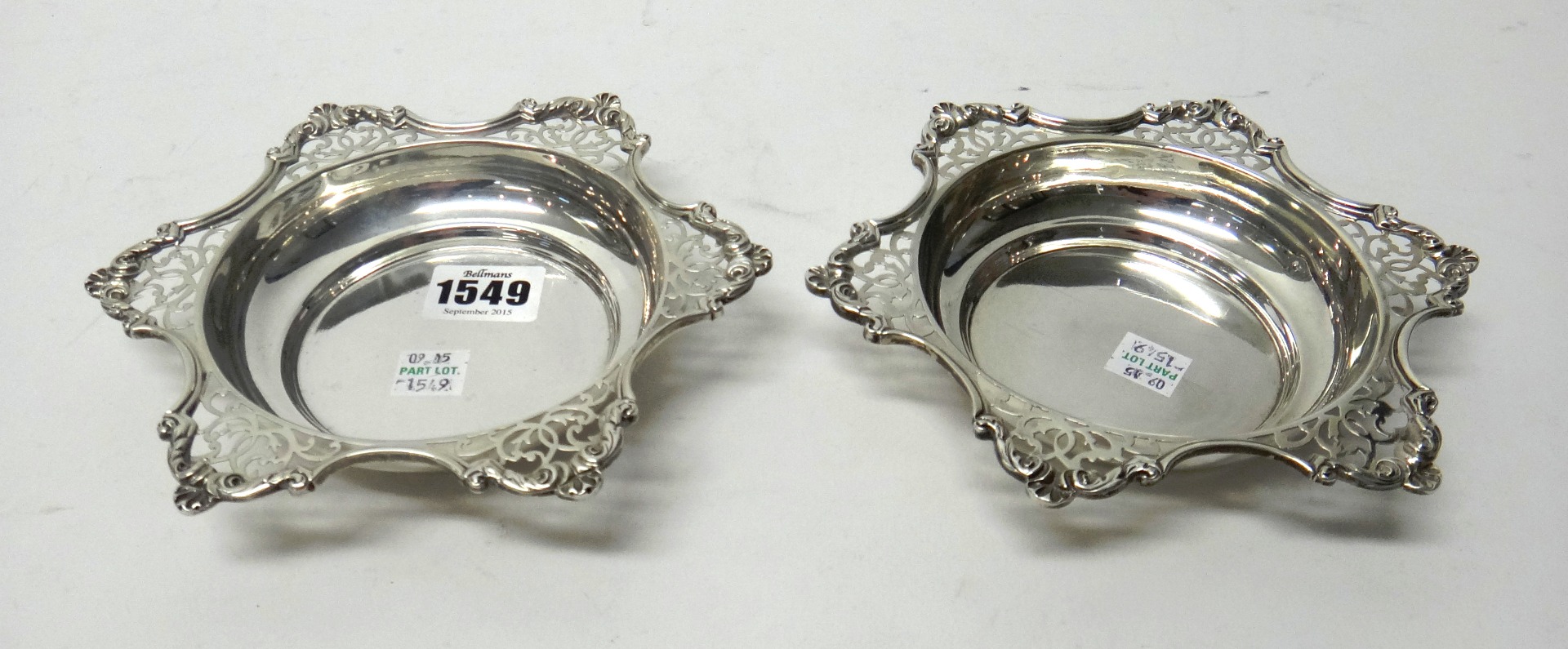 Appraisal: A late Victorian pair of silver shaped hexagonal bonbon dishes