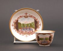 Appraisal: A Fine Handpainted Teacup Saucer ca th Century A lovely