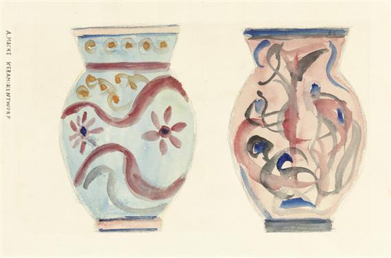 Appraisal: MACKE AUGUST Meschede - Perthes-les-Hurlus Ceramic design Circa Watercolour on